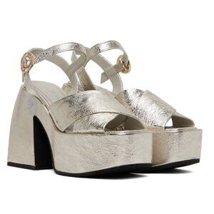 $770 Nodaleto Women's Silver Bulla Aurora Platform Heel Shoe Sz US 7/EU 37
